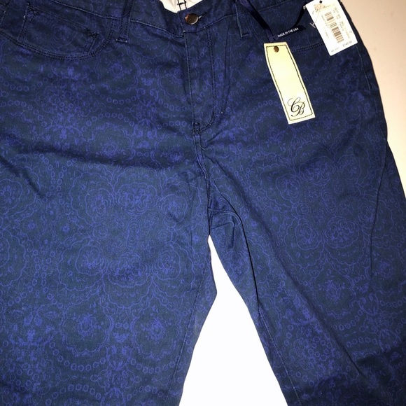 Christopher Blue size 12 blue print skinny stretch denim jeans NWT - Picture 1 of 16